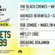 Concert poster for Utah First Credit Union Amphitheatre: 'Summer of Live' Lawn 4-Pack — 4 tickets for $99; features band lineup (The Black Crowes, Avenged Sevenfold, Rob Zombie, Mötley Crüe, Breaking Benjamin) with dates Aug–Sep and an 'And many more' banner.